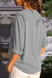 Elegant Solid Patchwork Buckle Oblique Collar Tops