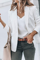 Fashion Solid Patchwork Turndown Collar Outerwear