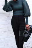 Casual Solid Patchwork Turtleneck Tops Sweater