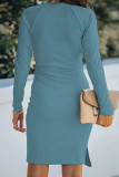 Fashion Casual Solid Patchwork V Neck Princess Dresses