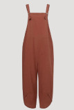 Casual Solid Buttons Capris Loose Jumpsuits