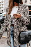 Casual Street Plaid Patchwork Buttons Turn-back Collar Outerwear