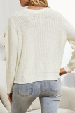 Casual Solid Buckle O Neck Tops Sweater