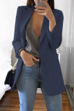 Casual Solid Patchwork Pocket Turndown Collar Outerwear