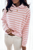 Casual Striped Patchwork Hooded Collar Tops