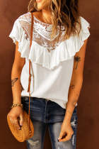 Casual Solid Flounce O Neck T-Shirts