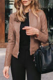 Street Elegant Solid Patchwork Zipper Mandarin Collar Outerwear