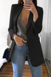Casual Solid Patchwork Pocket Turndown Collar Outerwear