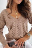 Fashion Solid Hollowed Out V Neck Tops
