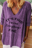 Casual Letter Basic V Neck Tops