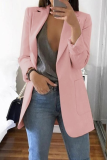 Casual Solid Patchwork Pocket Turndown Collar Outerwear