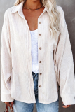 Casual Street Solid Buckle Turndown Collar Tops