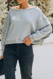 Casual Elegant Solid Patchwork Fold Off the Shoulder Tops