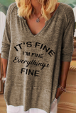 Casual Letter Basic V Neck Tops