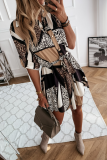 Casual Elegant Print Leopard Frenulum Buckle Dresses