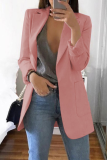 Casual Solid Patchwork Pocket Turndown Collar Outerwear