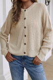 Casual Solid Buckle O Neck Tops Sweater