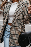 Casual Street Plaid Patchwork Buttons Turn-back Collar Outerwear