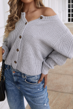 Casual Solid Buckle O Neck Tops Sweater