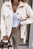 Casual Street Solid Buckle With Belt Turndown Collar Outerwear