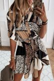 Casual Elegant Print Leopard Frenulum Buckle Dresses