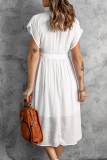 Casual Solid Buckle V Neck Waist Skirt Dresses