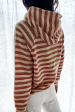 Casual Striped Patchwork Hooded Collar Tops