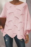 Fashion Elegant Solid Hollowed Out Patchwork O Neck Tops