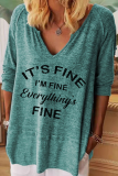 Casual Letter Basic V Neck Tops