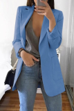 Casual Solid Patchwork Pocket Turndown Collar Outerwear