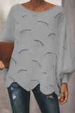 Fashion Elegant Solid Hollowed Out Patchwork O Neck Tops