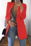 Casual Solid Patchwork Pocket Turndown Collar Outerwear