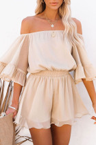 Fashion Casual Solid Patchwork Off the Shoulder Loose Rompers