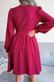 Fashion Elegant Solid Patchwork Fold Waist Skirt Dresses
