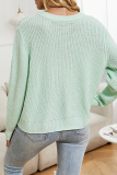 Casual Solid Buckle O Neck Tops Sweater