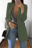 Casual Solid Patchwork Pocket Turndown Collar Outerwear