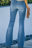 Fashion Casual Solid Buttons Basic Boot Cut Mid Waist Bottoms
