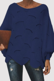 Fashion Elegant Solid Hollowed Out Patchwork O Neck Tops