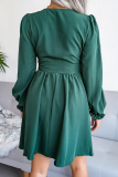 Fashion Elegant Solid Patchwork Fold Waist Skirt Dresses