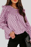 Casual Elegant Print Patchwork Stringy Selvedge O Neck Tops