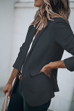 Fashion Solid Patchwork Turndown Collar Outerwear