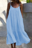 Fashion Casual Solid Patchwork Spaghetti Strap Princess Dresses