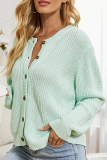 Casual Solid Buckle O Neck Tops Sweater