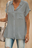 Casual Solid Patchwork Turndown Collar Tops