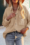 Fashion Casual Solid Pocket Turndown Collar Tops