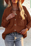 Fashion Casual Solid Pocket Turndown Collar Tops