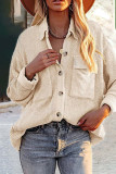 Fashion Casual Solid Pocket Turndown Collar Tops