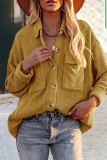 Fashion Casual Solid Pocket Turndown Collar Tops