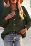 Fashion Casual Solid Pocket Turndown Collar Tops