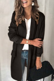 Casual Solid Patchwork Turn-back Collar Outerwear